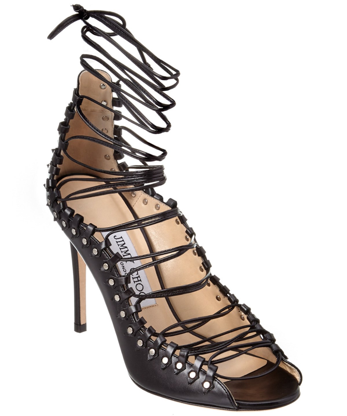black leather lace up pumps