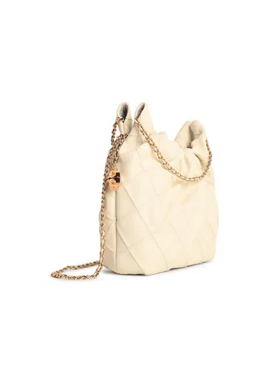 Tory Burch 'fleming' Cream Lear Mini Bag In White