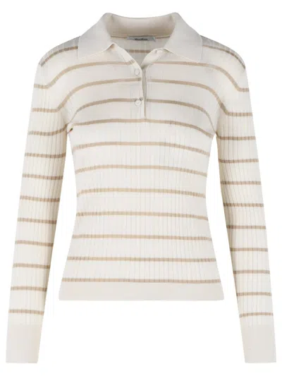 Max Mara Gitano Cashmere Silk Collared Striped Sweater In Multi