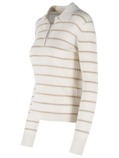 Max Mara Gitano Cashmere Silk Collared Striped Sweater In Multi
