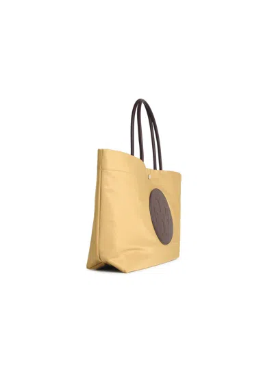 Tory Burch Ella Twist Nylon Shoulder Bag With Maxi Logo Patch On The Front In Neutral