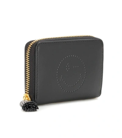 Shop Anya Hindmarch Smiley Small Zip-around Leather Wallet In Llack Circus