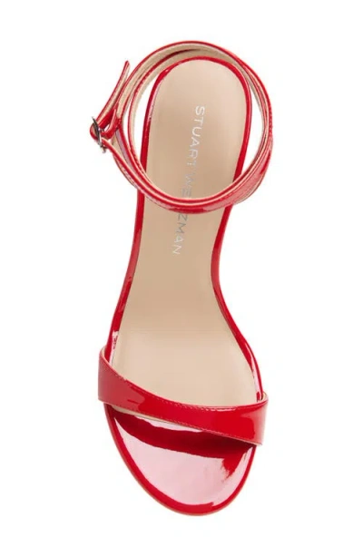 Stuart Weitzman Nudist Patent Ankle-strap Sandals In Cherry