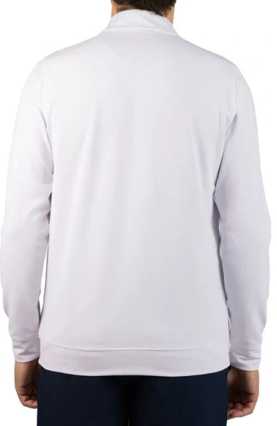 Tailorbyrd Micro Grid Quarter Zip Performance Pullover In White