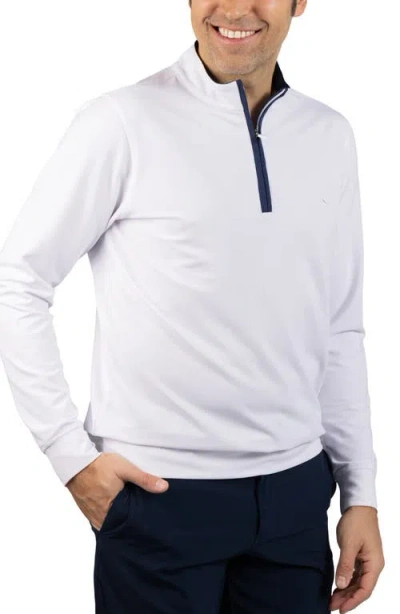 Tailorbyrd Micro Grid Quarter Zip Performance Pullover In White