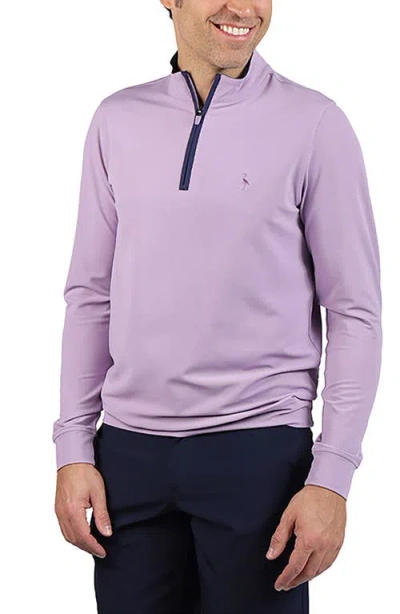 Tailorbyrd Micro Grid Quarter Zip Performance Pullover In Purple