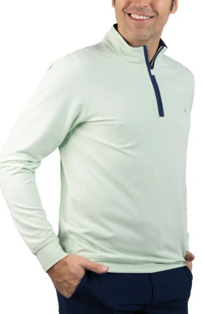 Tailorbyrd Micro Grid Quarter Zip Performance Pullover In Green