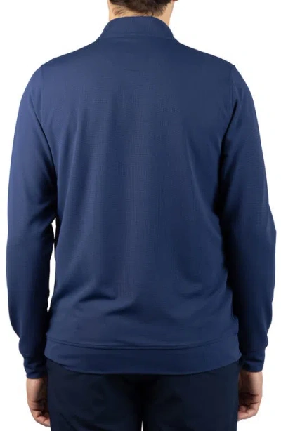 Tailorbyrd Micro Grid Quarter Zip Performance Pullover In Blue