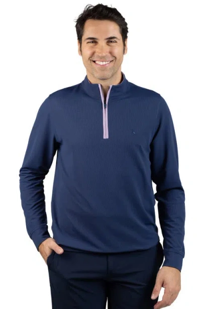 Tailorbyrd Micro Grid Quarter Zip Performance Pullover In Blue