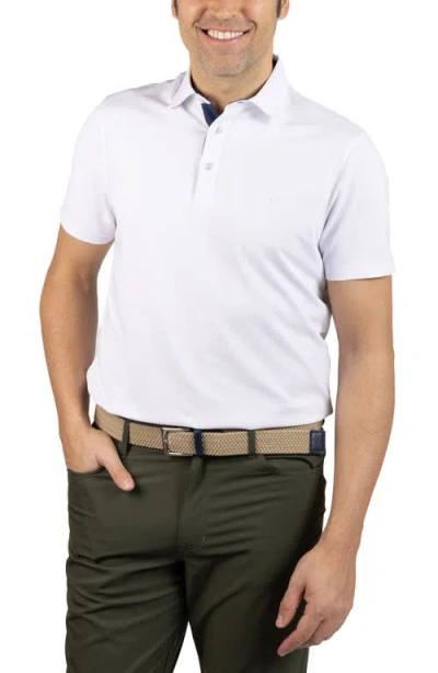 Tailorbyrd Micro Grid Performance Polo In White