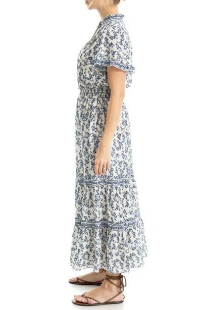 Max Studio Smocked Flutter Sleeve Maxi Dress In Multi