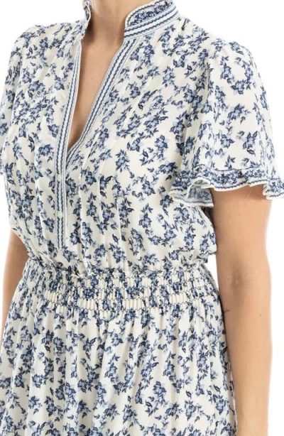 Max Studio Smocked Flutter Sleeve Maxi Dress In Multi