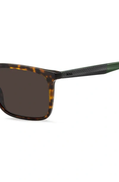 Hugo Boss Boss 57mm Rectangular Sunglasses In Brown