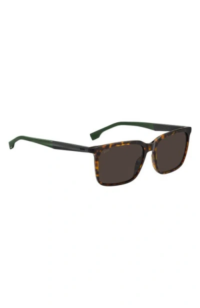 Hugo Boss Boss 57mm Rectangular Sunglasses In Brown