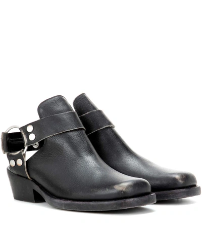 Balenciaga Santiago Distressed Textured-leather Ankle Boots In Noire