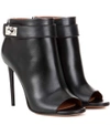 GIVENCHY SHARK LEATHER PEEP-TOE ANKLE BOOTS,P00211592-4