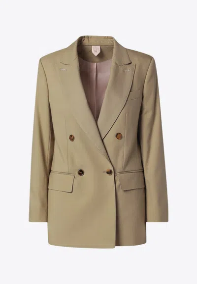 Max Mara Camel Wool-blend Double-breasted Jacket In Nude