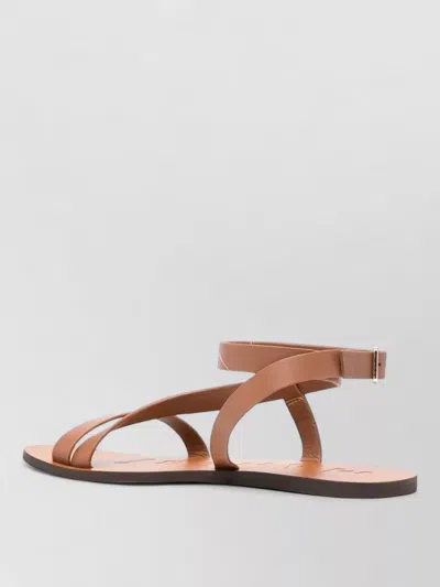 Manebi Leather Gladiator Sandals Ankle Strap Flat In Multi