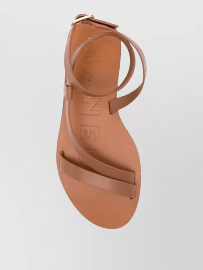 Manebi Leather Gladiator Sandals Ankle Strap Flat In Multi