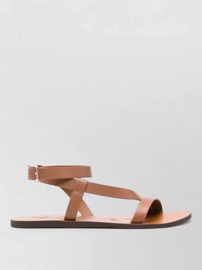 Manebi Leather Gladiator Sandals Ankle Strap Flat In Multi