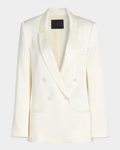 Lapointe Satin Double-breasted Blazer In Neutral