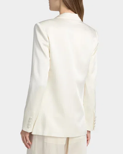 Lapointe Satin Double-breasted Blazer In Neutral