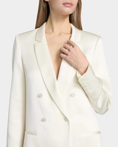 Lapointe Satin Double-breasted Blazer In Neutral