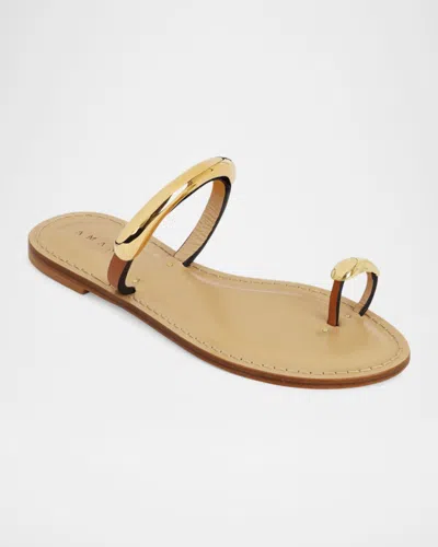 Amanu Exclusive Samburu 24k Gold-plated Leather Sandals In Gold