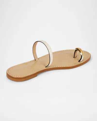Amanu The Kibera Croc-embossed Leather Toe-ring Flat Sandals In Neutral