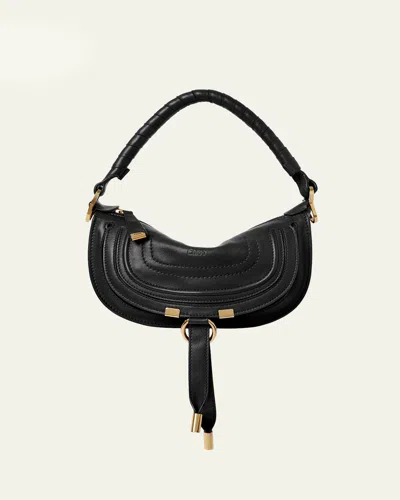 Chloé Mini Marcie Shoulder Bag In Soft Leather In Black