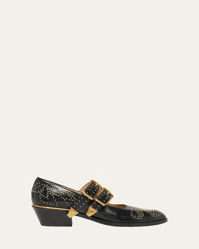Chloé Chloe Elegant Pumps With Leather Construction And 4cm Heel Height In Black