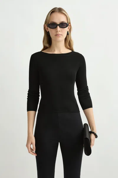 Posse Aimee Boat Neck Top In Black