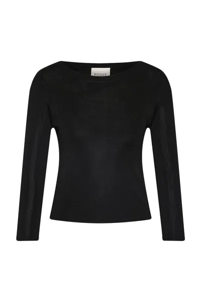 Posse Aimee Boat Neck Top In Black