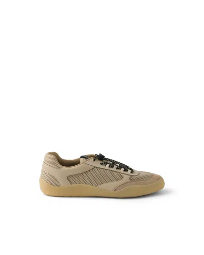 Prada Speedrock Netzstrick-sneaker In Neutral
