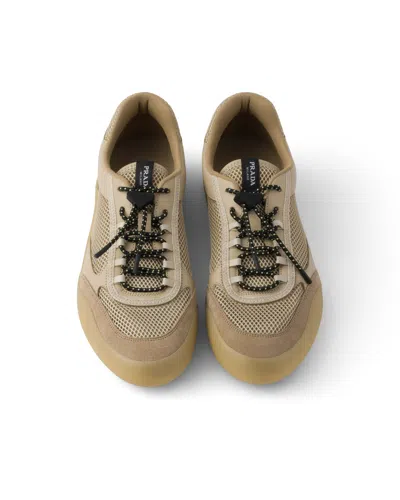 Prada Speedrock Netzstrick-sneaker In Neutral
