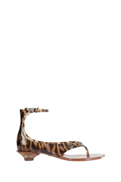 Chloé Jelly Flip-flop Sandals Tropical Print Shell Heel In Brown