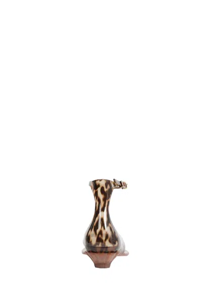 Chloé Jelly Flip-flop Sandals Tropical Print Shell Heel In Brown