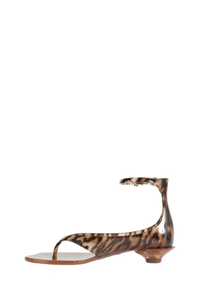 Chloé Jelly Flip-flop Sandals Tropical Print Shell Heel In Brown