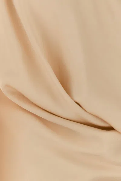 Blumarine Stretch Satin Blouse Collared Draped Front In Brown