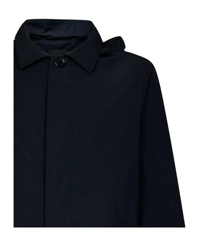 Aspesi Buttoned Hooded Coat In Black