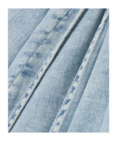 Frame Gathered Chambray Blouse In Blue