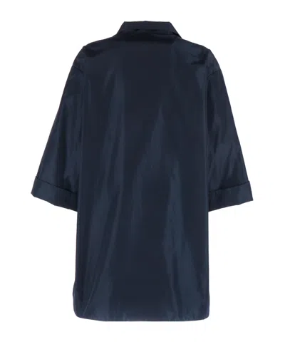 Aspesi Short Loose Fitting Overcoat In Blue