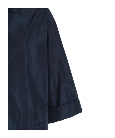 Aspesi Short Loose Fitting Overcoat In Blue