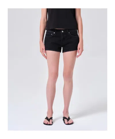 Agolde Black Low-rise Parker Denim Shorts In Black