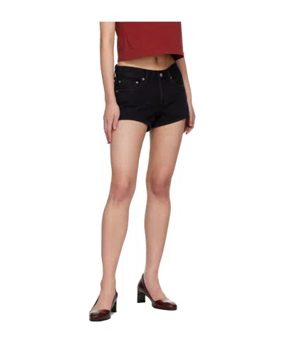 Agolde Black Low-rise Parker Denim Shorts In Black