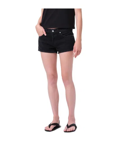Agolde Black Low-rise Parker Denim Shorts In Black