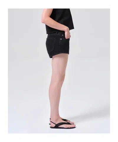 Agolde Black Low-rise Parker Denim Shorts In Black