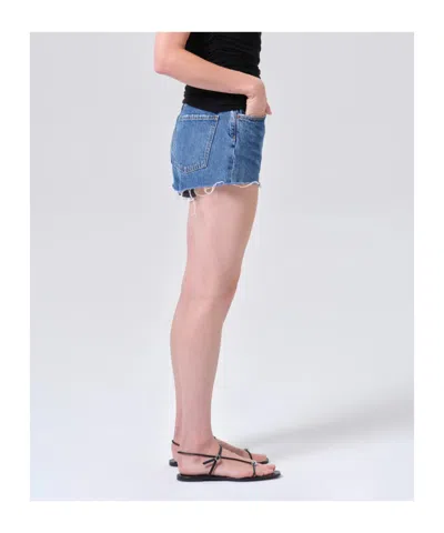 Agolde Dame High Waist Mid Length Relaxed Denim Shorts In Blue