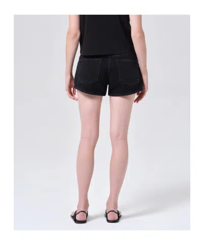 Agolde Black Low-rise Parker Denim Shorts In Black