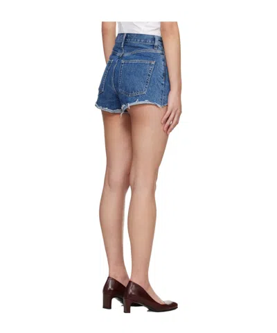 Agolde Dame High Waist Mid Length Relaxed Denim Shorts In Blue